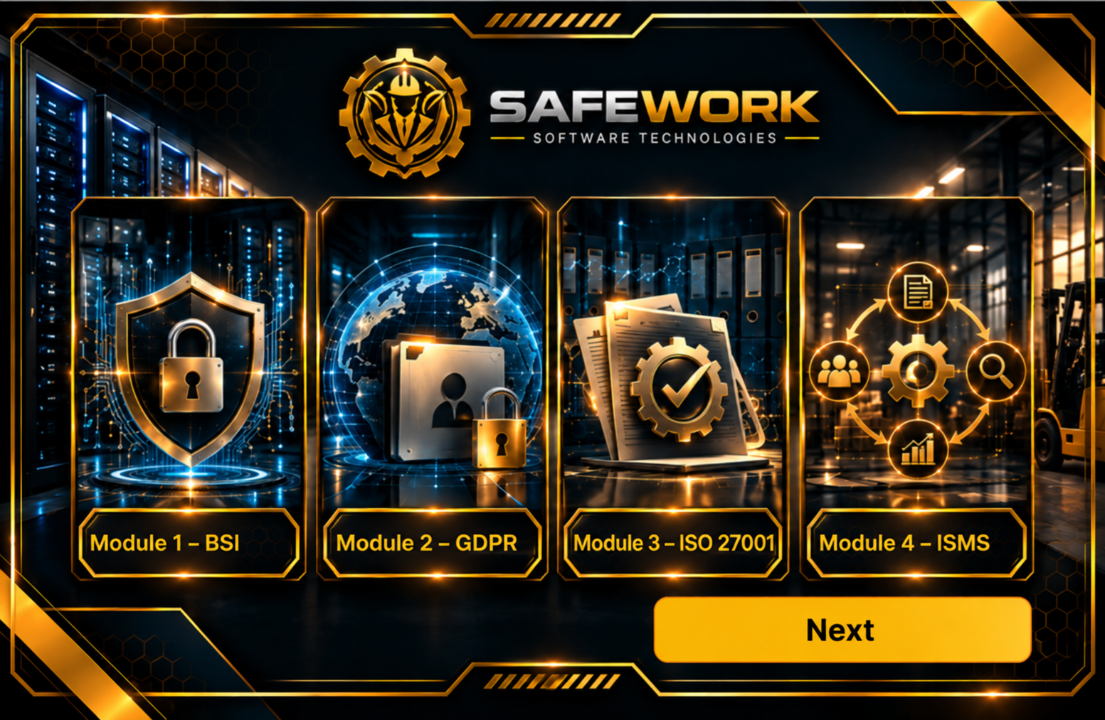 Training module overview – SAFEWORK Figma prototype