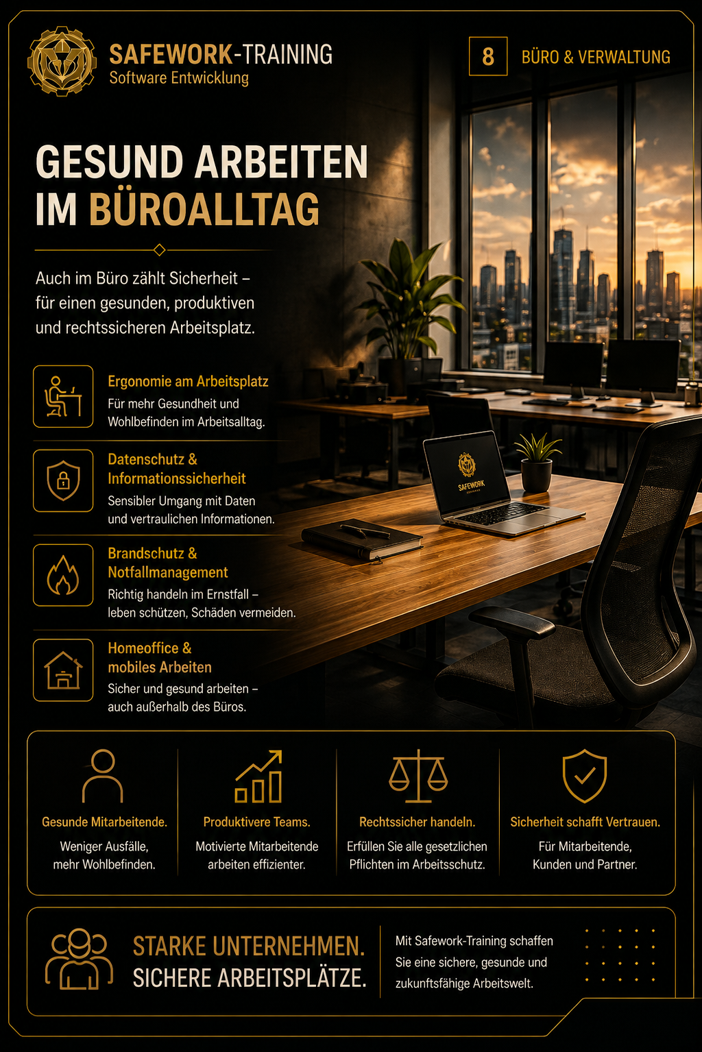 SAFEWORK Training – Gesund arbeiten im Büro